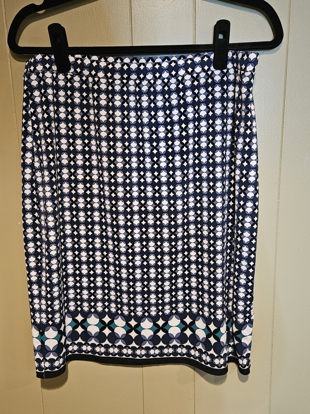 Max Studio Navy and White Circular Geometric Skirt